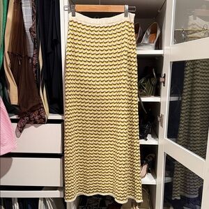 Zara Yellow and Cream Maxi Skirt